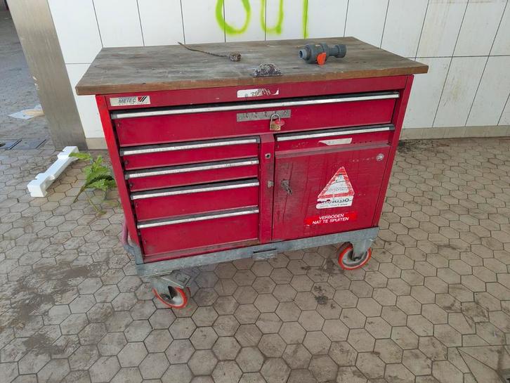 Werkbank met gereedschapswagen, Auto diversen, Autogereedschap, Ophalen of Verzenden
