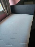 Grijze stoffen boxspring, Ophalen, Tweepersoons, 140 cm, Zo goed als nieuw