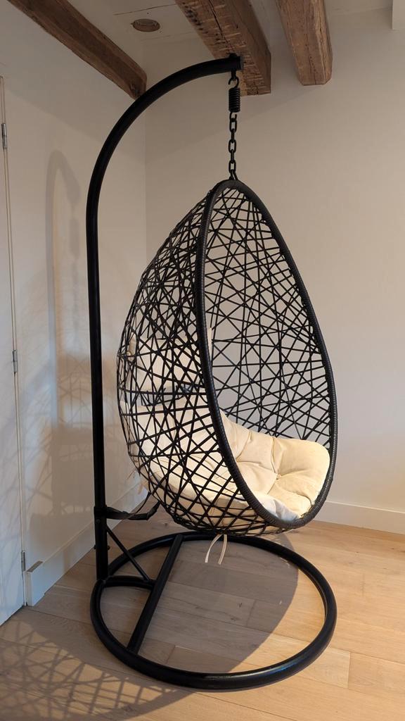 Hangstoel Xenos Swing - Zwart, Huis en Inrichting, Stoelen, Zo goed als nieuw, Eén, Metaal, Stof, Zwart, Ophalen