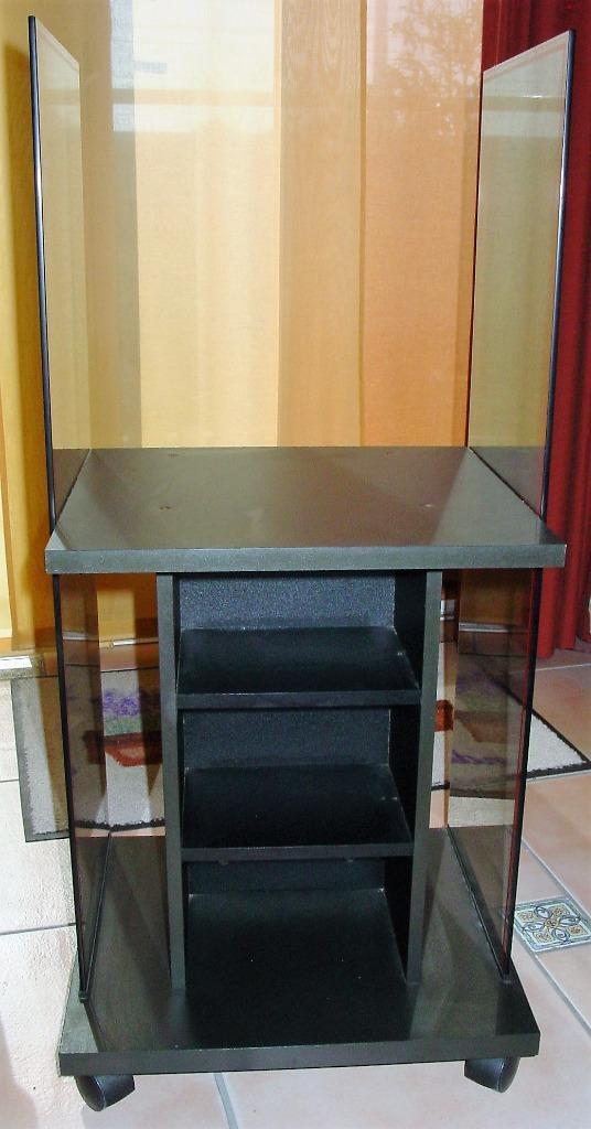 audiomeubel op wielen, MDF + glazen zijwanden, zwart, Huis en Inrichting, Kasten | Overige, Zo goed als nieuw, Ophalen