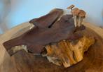 Handgemaakt houten schaal - PADDENSTOELEN +/- 45cm lang, Ophalen of Verzenden