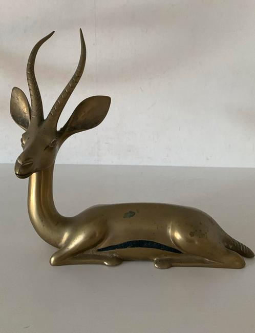 Hollywood regency zware grote messing antilope, Antiek en Kunst, Antiek | Koper en Brons, Koper, Ophalen of Verzenden