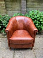 Leren fauteuil/zitkamerstoel; geschikt voor kleiner persoon, Ophalen, Gebruikt, Minder dan 75 cm, Hout