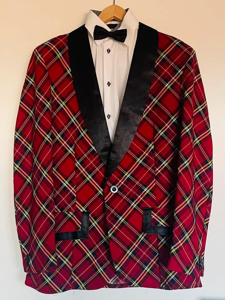 Themafeest: Rood geruite smoking mt 50/52 & overhemd mt 39, Kleding | Heren, Kostuums en Colberts, Zo goed als nieuw, Maat 48/50 (M)