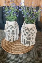 Macrame vazen, Gebruikt, Wit, Ophalen of Verzenden, Glas