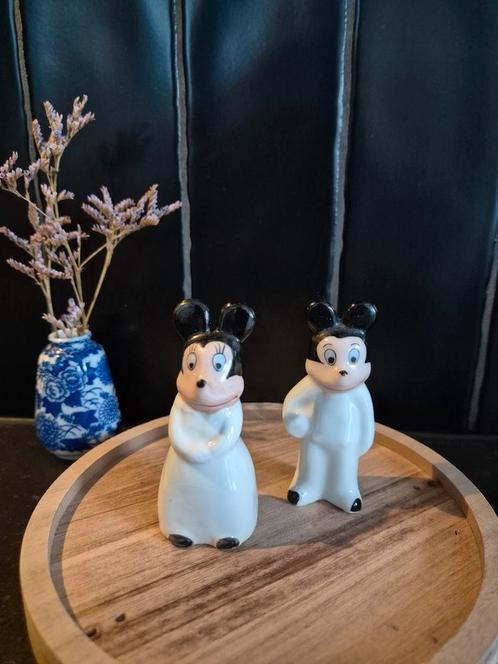 Antieke porseleinen disney Mickey & Minnie mouse jaren '30, Verzamelen, Disney, Zo goed als nieuw, Beeldje of Figuurtje, Mickey Mouse