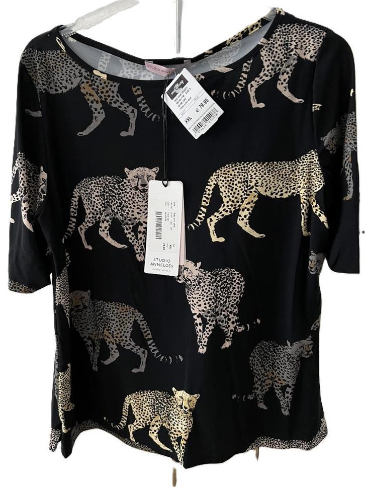 NIEUW STUDIO ANNELOES SHIRT TICKY 03136 1382 XXL, Kleding | Dames, Tops, Nieuw, Maat 42/44 (L), Zwart, Korte mouw, Verzenden