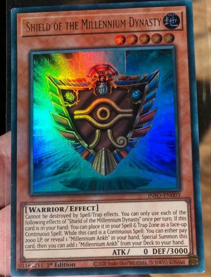 Yu-Gi-Oh! Shield of the Millennium Dynasty INFO 1st Ed !, Hobby en Vrije tijd, Verzamelkaartspellen | Yu-gi-Oh!, Zo goed als nieuw