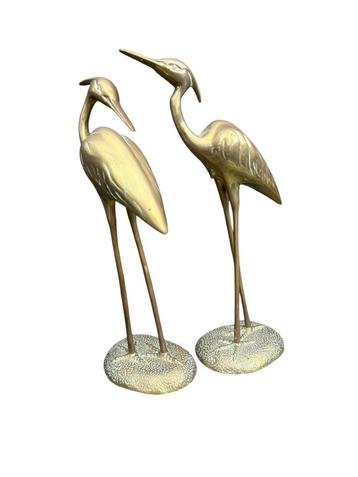 Twee grote vintage messing kraanvogels vogels retro  beschikbaar voor biedingen