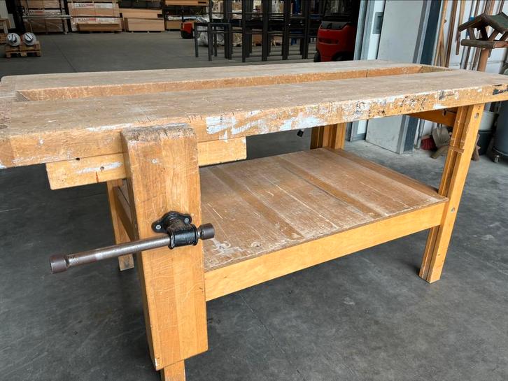 Originele houten werkbanken De Beuk / Nooitgedagt, Doe-het-zelf en Verbouw, Werkbanken, Gebruikt, 170 cm of meer, Bankschroef