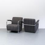 2x Leolux Scylla fauteuil zwart/grijs gestreept, Leer, Ophalen of Verzenden, Zo goed als nieuw
