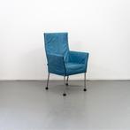 4x Montis Chaplin Stoel Turquoise Blauw Leer - Grijs/Dop, Ophalen of Verzenden, Gebruikt, Blauw, Metaal