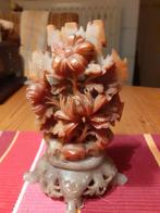 Prachtig gesneden Speksteensnijwerk "Lotusbloemen op Voet", Ophalen of Verzenden