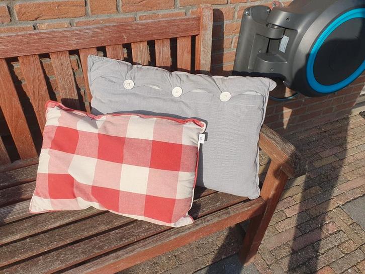 2 VT wonen Landelijke sfeer kussens, geblokt, Tuin en Terras, Tuinmeubel-accessoires, Ophalen of Verzenden
