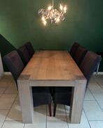 Eikenhouten Tafel met 6 eetkamerstoelen, Ophalen, Gebruikt, Eikenhout, 50 tot 100 cm