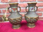 aziatica: antieke bronzen cloisonné vaasjes, Japan, Ophalen of Verzenden