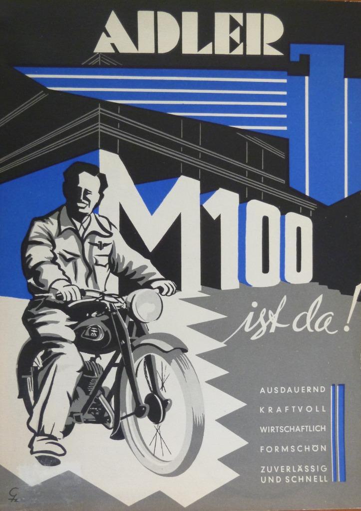Folder ADLER M100 + Kaart 1951, Motoren, Handleidingen en Instructieboekjes, Overige merken, Ophalen of Verzenden