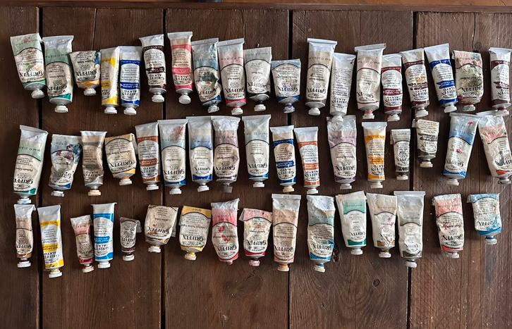 Alkydverf, 50 gebruikte tubes van Griffin  Winsor&Newton, Hobby en Vrije tijd, Schilderen, Gebruikt, Olieverf, Ophalen of Verzenden