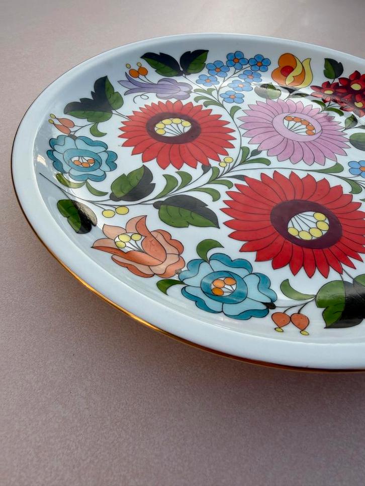 Handgeschilderd Kalocsa wandbord bloemen vintage, Antiek en Kunst, Antiek | Wandborden en Tegels, Ophalen of Verzenden