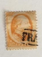 Postzegel Koning Willem III van 15 cent oranje, Postzegels en Munten, Postzegels | Nederland, Ophalen of Verzenden, T/m 1940, Gestempeld
