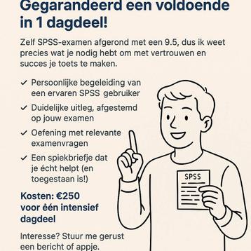 Hulp bij SPSS-examen HBO – Gegarandeerd een voldoende!! beschikbaar voor biedingen