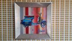 Schilderij Vespa scooter in zilverkleurige lijst, Ophalen