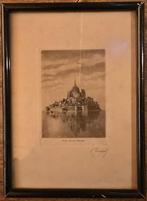 Zeefdruk van Mont Saint Michel, Antiek en Kunst, Kunst | Litho's en Zeefdrukken, Ophalen of Verzenden