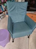 Chaplin Montis in blauw leer, Huis en Inrichting, Fauteuils, Ophalen, Gebruikt, 50 tot 75 cm, Leer