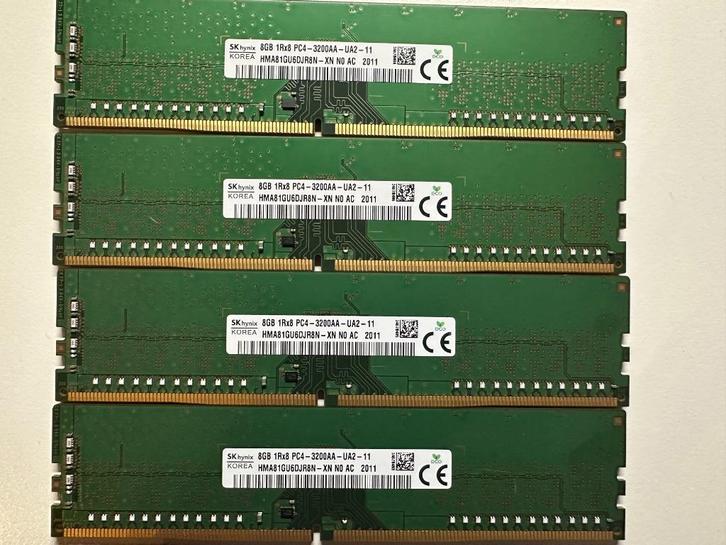SK HYNIX DDR4 DIMM 32GB (4x8GB) 3200Mhz, Computers en Software, RAM geheugen, Gebruikt, Desktop, 32 GB, DDR4, Ophalen of Verzenden
