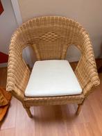 Vintage Rotan Stoel met Kussen, Huis en Inrichting, Stoelen, Ophalen, Gebruikt, Bruin, Riet of Rotan