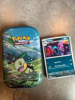 Pokémon tin met 25 originele kaarten, Ophalen of Verzenden, Zo goed als nieuw, Meerdere kaarten