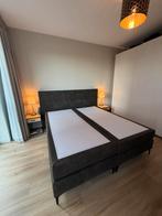 Boxspring Antracietgrijs 180cm - 200cm, Ophalen, Tweepersoons, Zo goed als nieuw, 180 cm