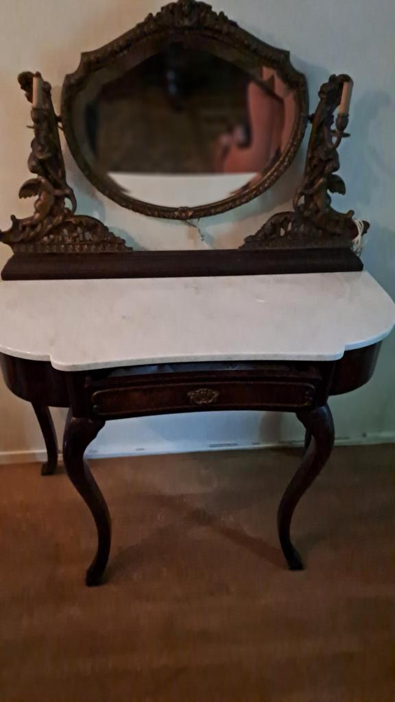 Antieke Toilettafel met Spiegel, Antiek en Kunst, Antiek | Meubels | Tafels, Ophalen