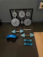 Gewichtenset met opbergrek., Sport en Fitness, Fitnessmaterialen, Ophalen, Gebruikt, Halterschijven