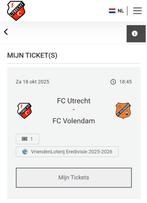 Fc utrecht fc volendam ticket cityside, Losse kaart, Eén persoon, Oktober