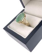 Antiek Gouden Ring Ovaal Jade Jadeiet Vintage 4-Band Ring, -, -, Ophalen of Verzenden, Zo goed als nieuw