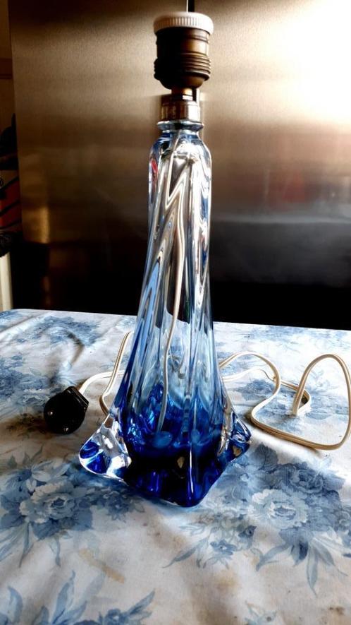 Kristallen lampenvoet van de Val St. Lambert in de kleur bla, Antiek en Kunst, Antiek | Glas en Kristal, Ophalen
