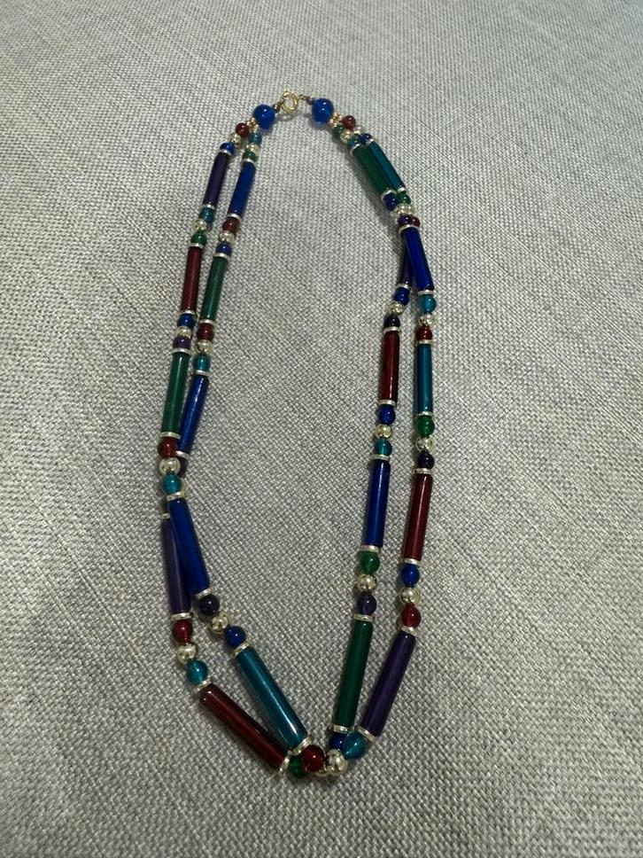 Kleurrijke kralenketting, Sieraden, Tassen en Uiterlijk, Kettingen, Gebruikt, Overige materialen, Overige kleuren, Ophalen of Verzenden