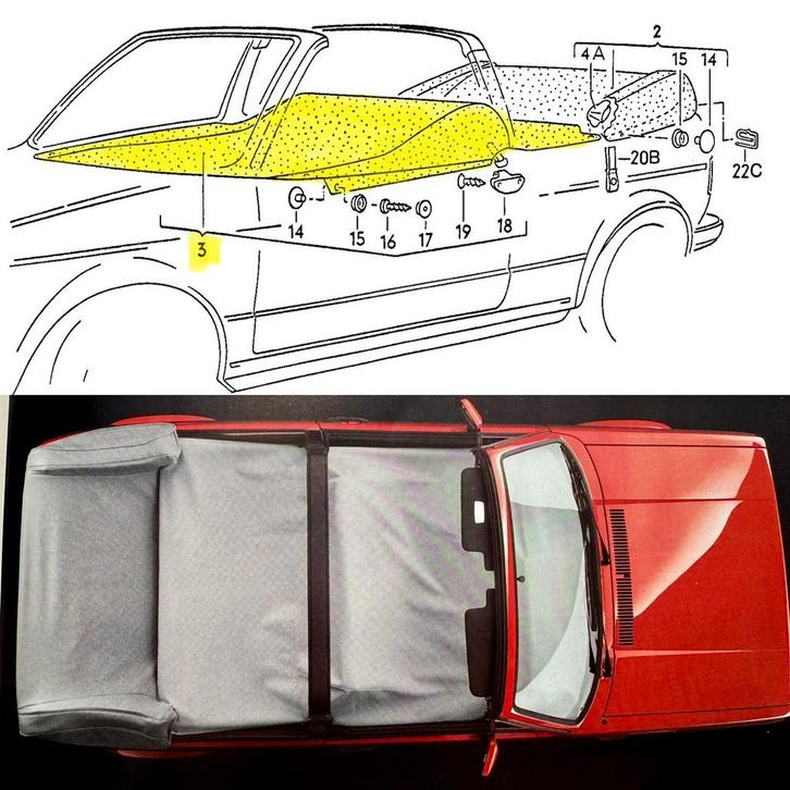 Golf 1 cabrio NOS spanndecke / afdekking interieur, Auto-onderdelen, Interieur en Bekleding, Volkswagen, Nieuw, Ophalen of Verzenden