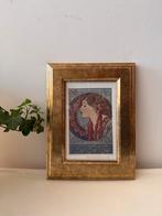 Goudkleurige lijst met art nouveau prent, Ophalen of Verzenden