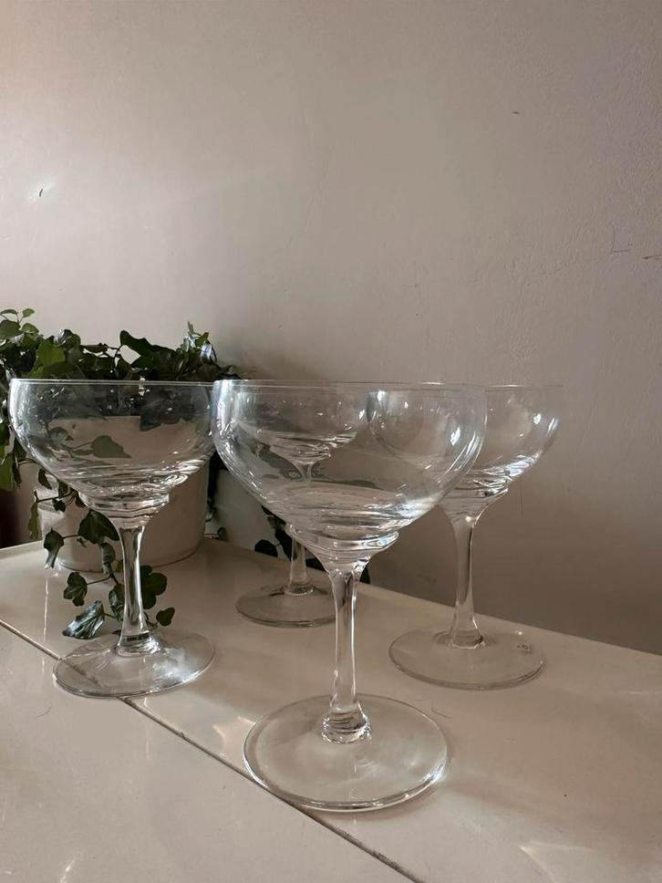 Set van 4 kristallen coupe champagne glazen, Antiek en Kunst, Antiek | Glas en Kristal, Ophalen of Verzenden