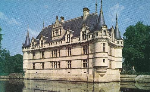 4 Ansichtkaarten van Historisch gebouw Azay-le-Rideau, Verzamelen, Ansichtkaarten | Buitenland, Ongelopen, Frankrijk, 1960 tot 1980
