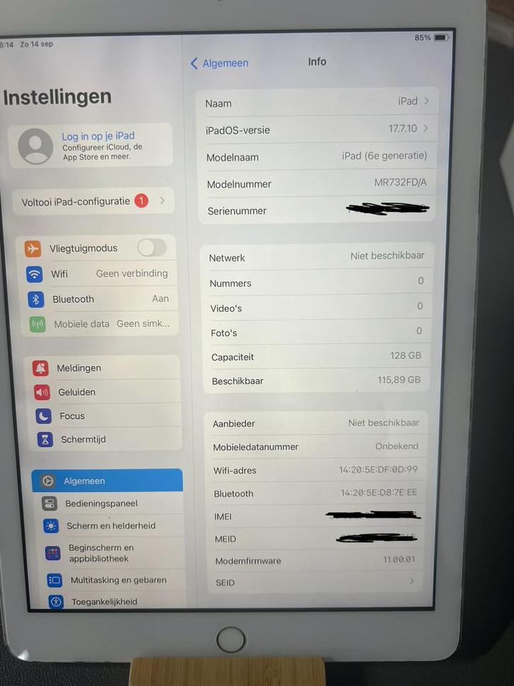 Apple iPad (6e generatie) in zilver met 128GB, Computers en Software, Apple iPads, Zo goed als nieuw, Apple iPad, Wi-Fi en Mobiel internet