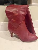 Sézane Bordeauxrode leren laarzen (38), Hoge laarzen, Gedragen, Rood, Sézane