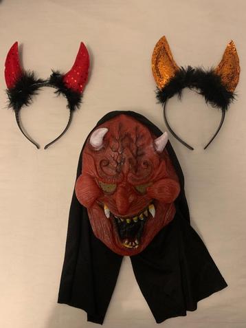 Halloween 1 masker / 2x diadeem haarband horentjes beschikbaar voor biedingen