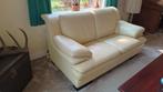 Beige lederen bankstel 2 + 3 zits OPHALEN 18/7 16-19 UUR, Ophalen, Gebruikt, Overige maten, Rechte bank
