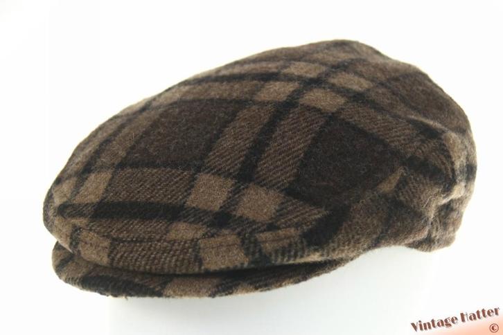 Vintage flatcap Platte pet Wool and Cashmere bruin geruit 57, Kleding | Heren, Hoeden en Petten, Zo goed als nieuw, Pet, 57 cm (M, 7⅛ inch) of minder