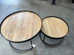 Salontafel Sara - Mangohout - Bruin - Zwart - Set van 2, Gebruikt, 50 tot 100 cm, Rond, Minder dan 50 cm