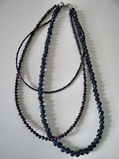 Ketting bestaande uit drie strengen metallic look antraciet, Sieraden, Tassen en Uiterlijk, Kettingen, Zo goed als nieuw, Overige materialen