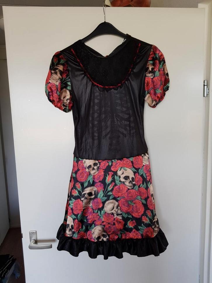 Día de Muertos Jurk - Dag van de Doden, Kleding | Dames, Carnavalskleding en Feestkleding, Gedragen, Kleding, Halloween, Maat 42/44 (L)